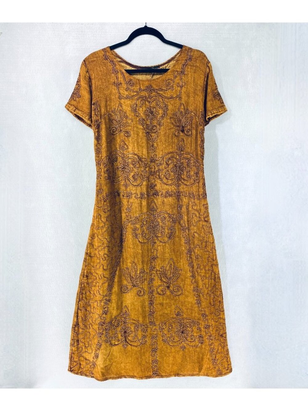 Vintage Cottagecore Dress Womens M Floral Embroidered Maxi Boho Hippie y2k